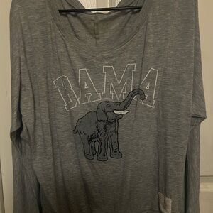 Gray Long Sleeve Shirt with Elephant Graphic